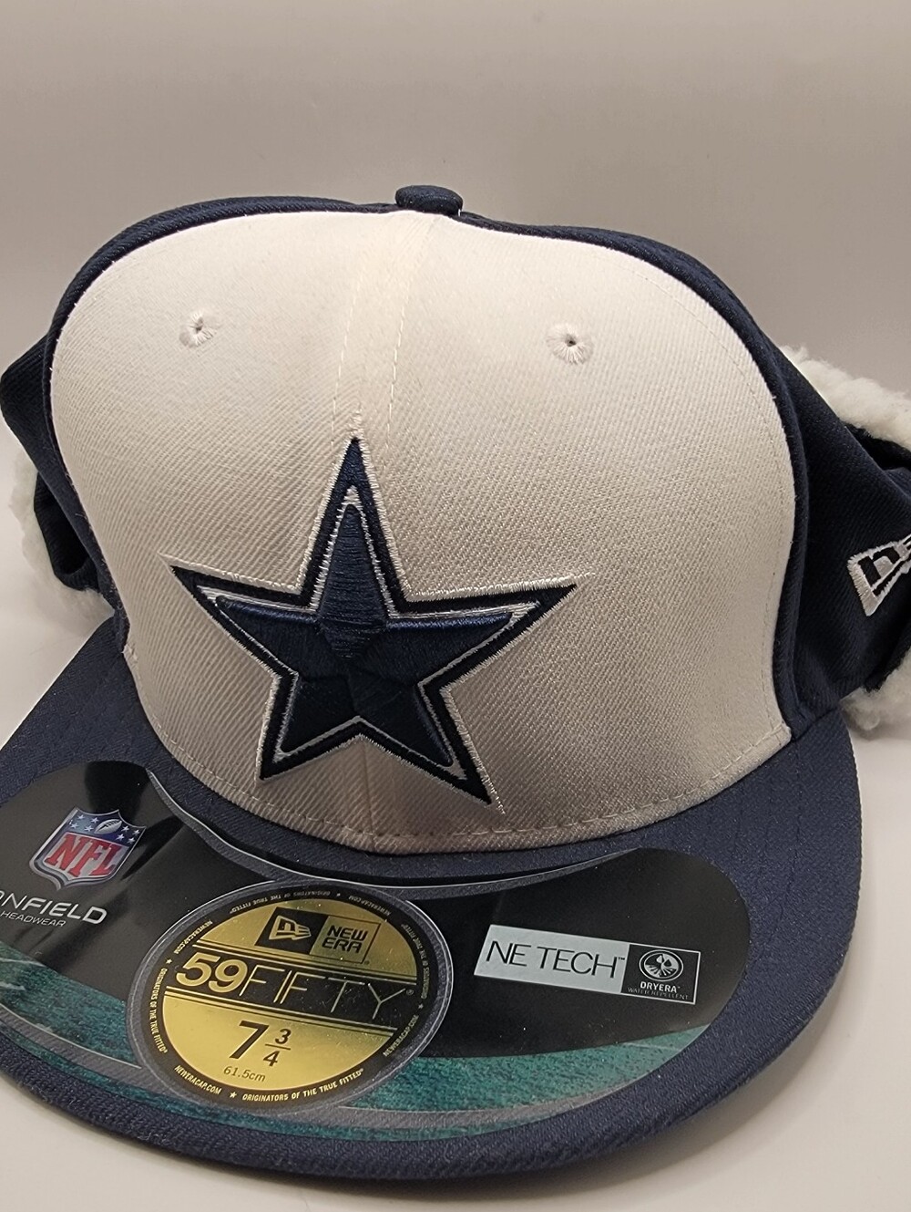 New Era Navy Fitted Hat With Integraded Ear Warmers Dallas Cowboys 7 3/4